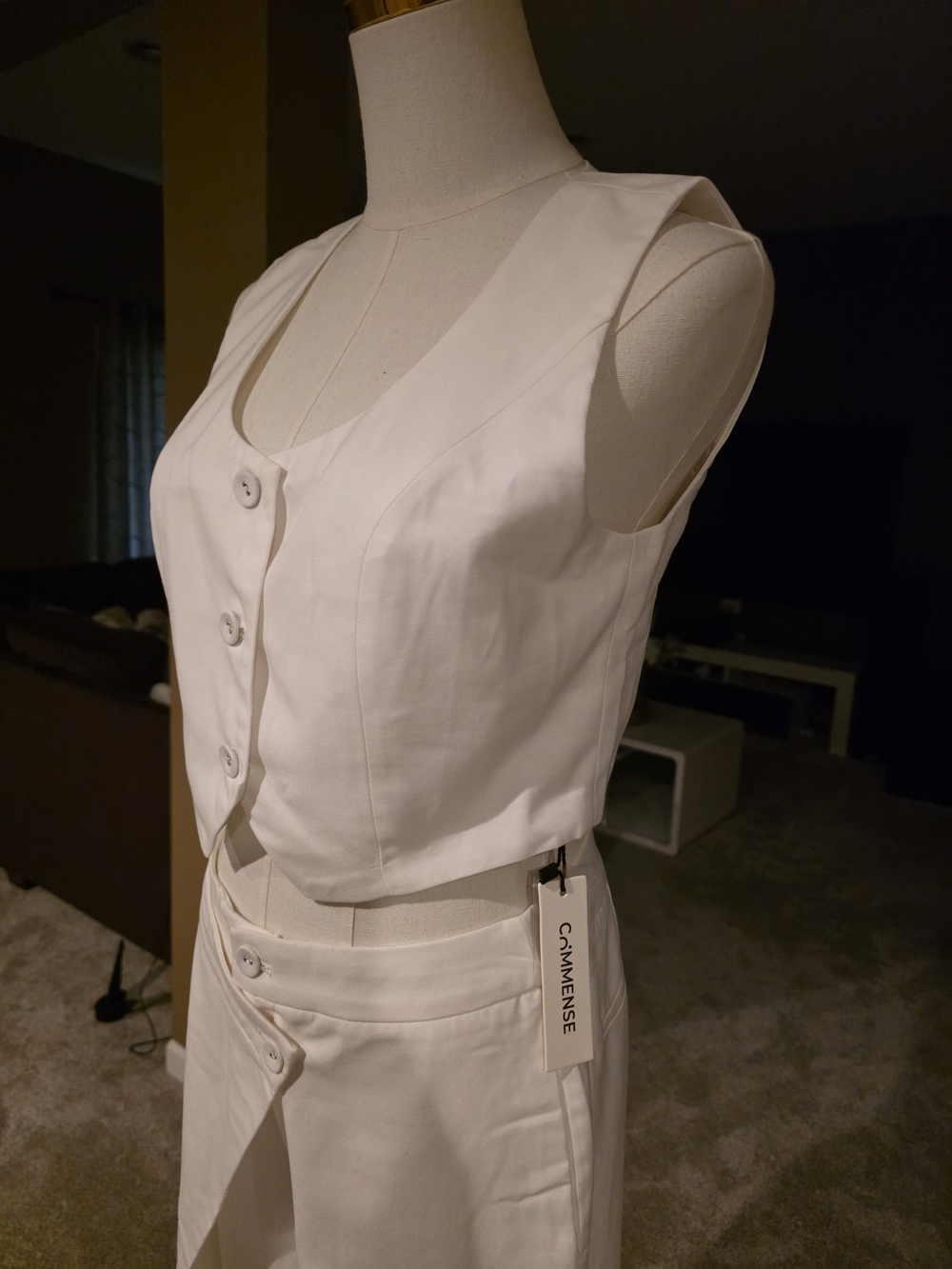 Commense Solid Asymmetrical Straight Leg Pants Set - Picture 6 of 9